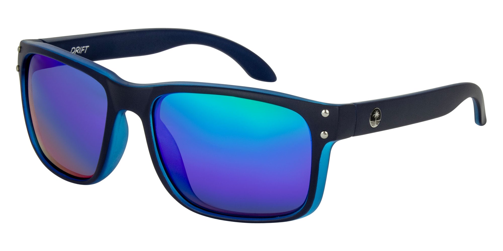 TAHITI Matt navy xtl blue- Grey w.blu grn iridium - Drift Eyewear Australia