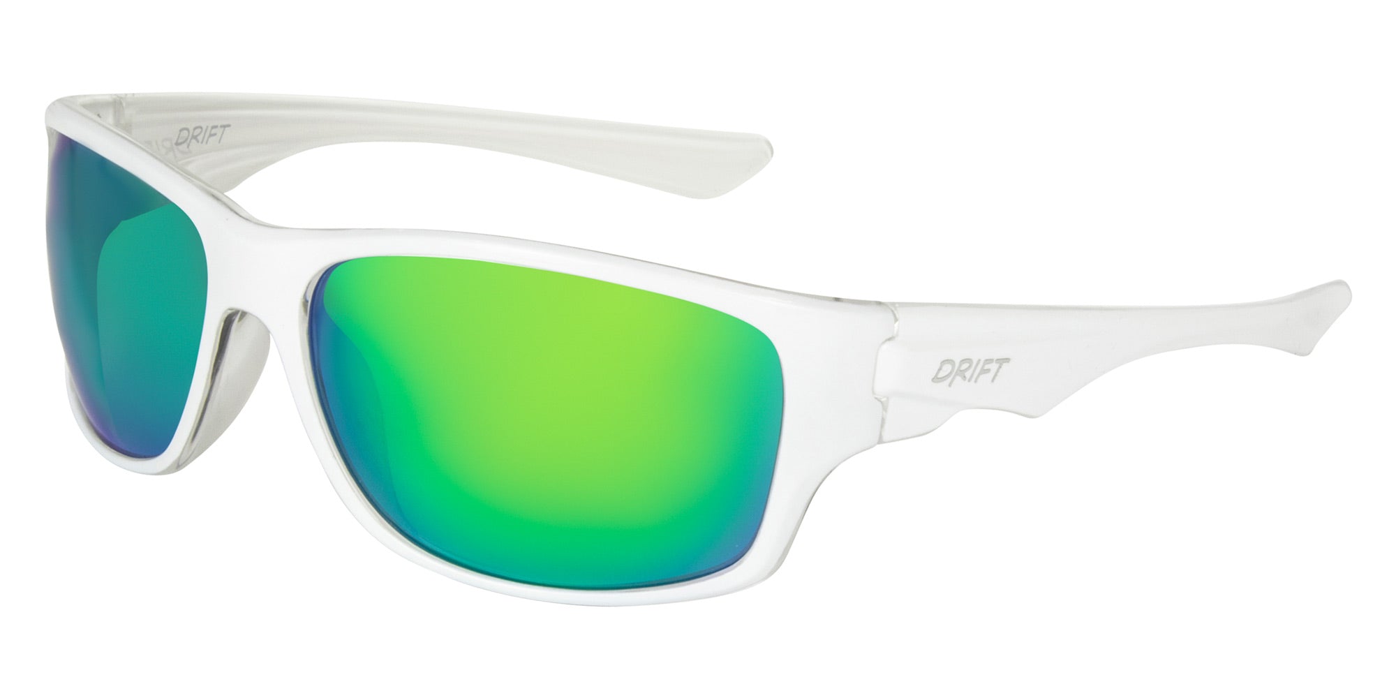 RINCON Gloss white- Grey w. green iridium - Drift Eyewear Australia