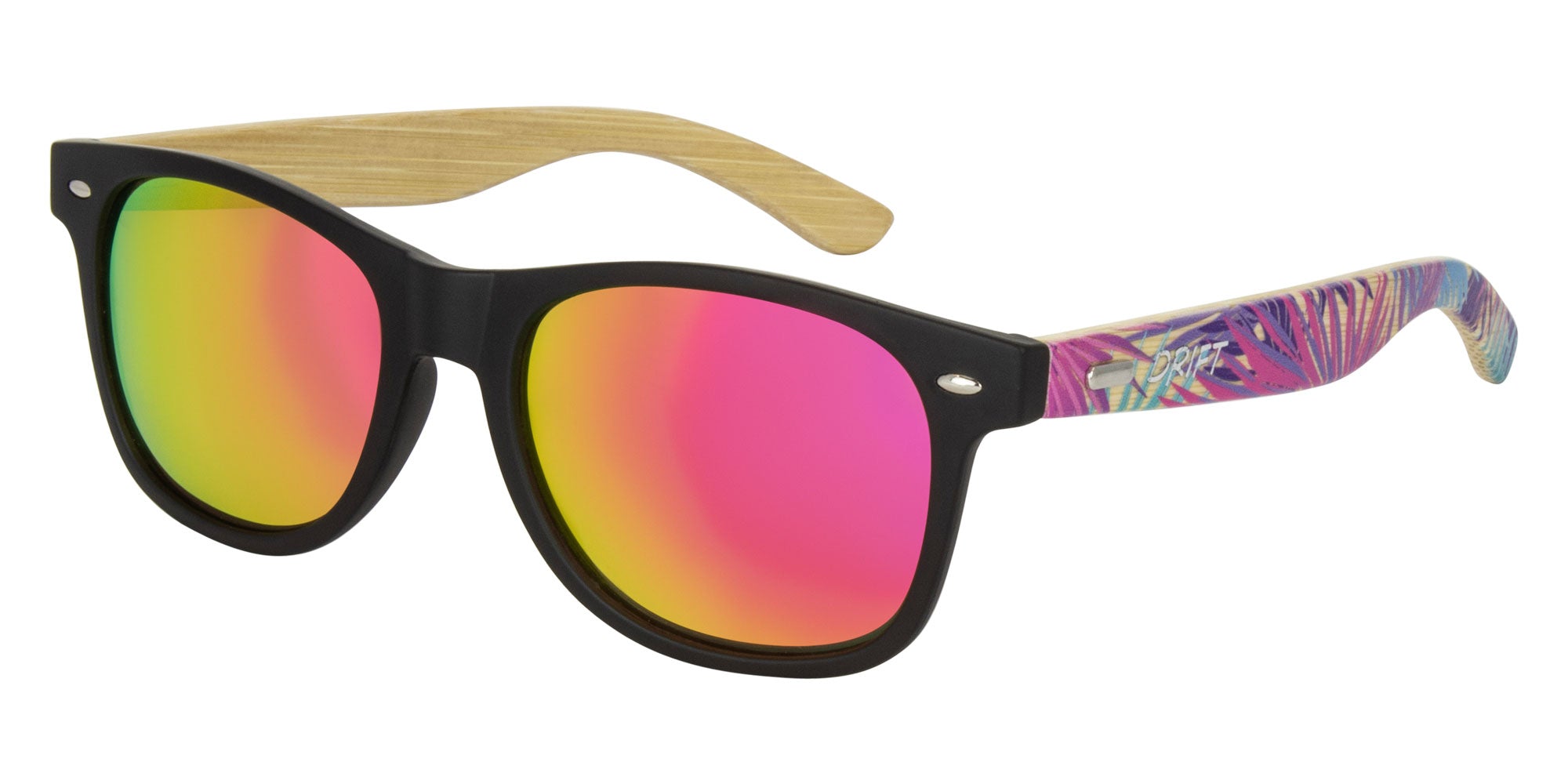 BAMBOO Matt black- Grey w. pink purple iridium - Drift Eyewear Australia