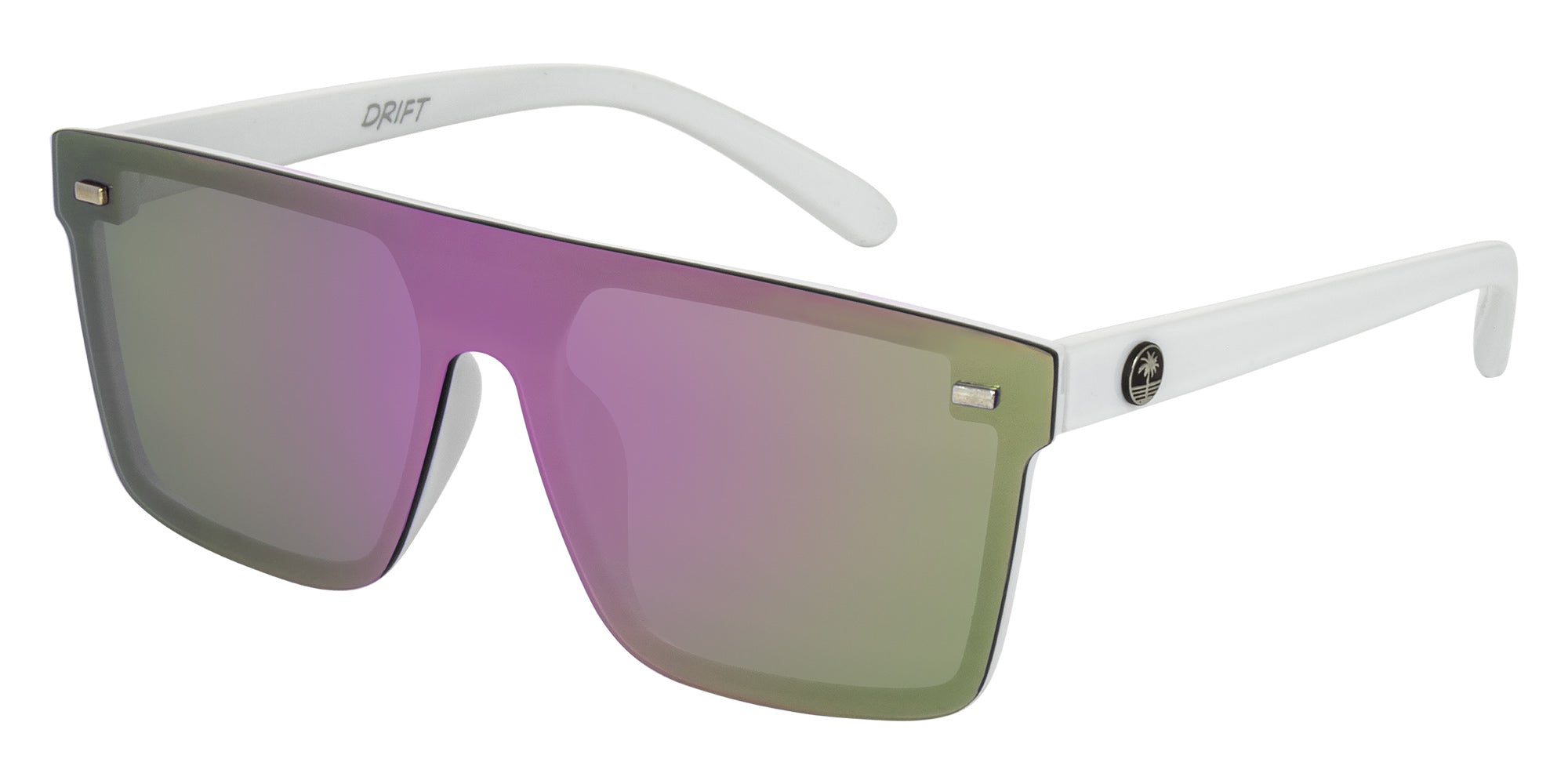 RIPLEY Gloss white- Grey w pink lime IRD lens - Drift Eyewear Australia