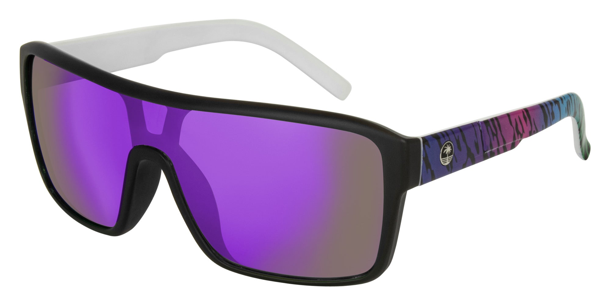 HUXLEY Mt blk gls wht-Grey w. purple IRD - Drift Eyewear Australia